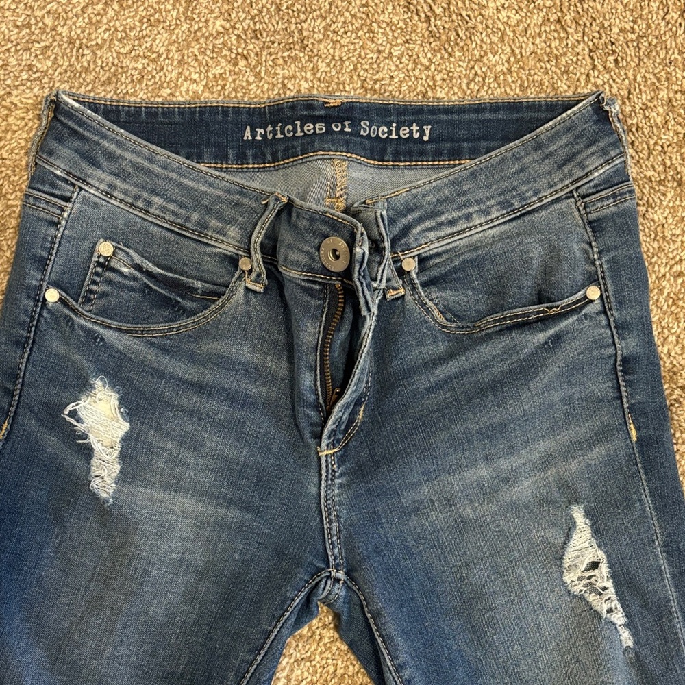 Articles Of Society Distressed High Rise Blue Jeans